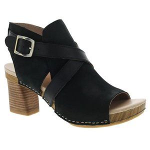 Dansko 39 Black Leather Platform Sandal 8.5 -9 NEW